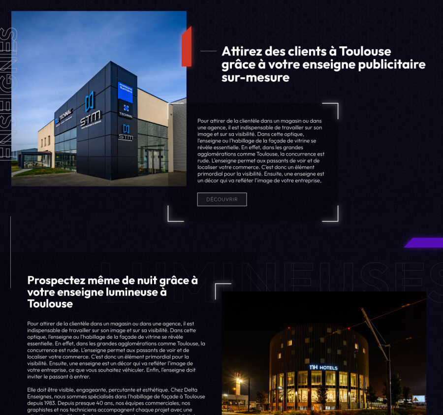 Création de site internet : Delta Enseignes à Toulouse partie 1