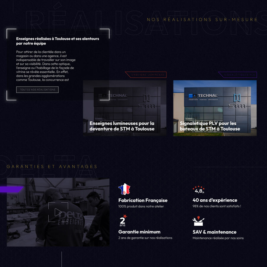 Création de site internet : Delta Enseignes à Toulouse partie 3